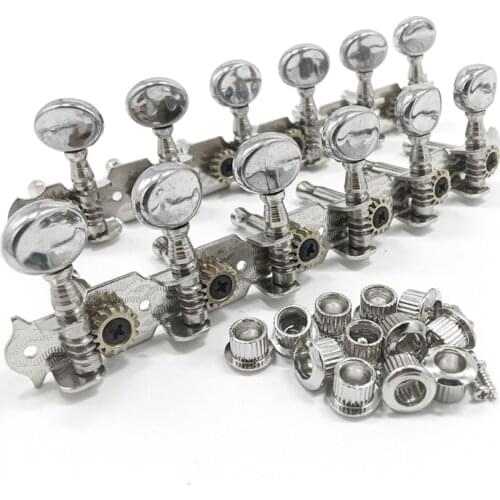 6L 6R Tuning Pegs Tuners Machine Heads String Tuning Pegs for 12 String Acoustic Guitar Accessory Part Silver