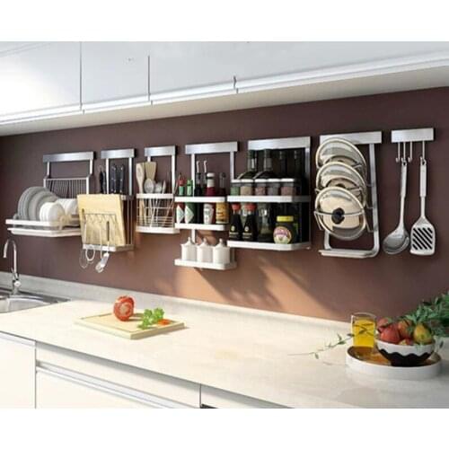 Kitchen Organizer Stainless Steel Multifunction Dish Drying Rack Wall Storage Holder Tableware Shelf Drainer