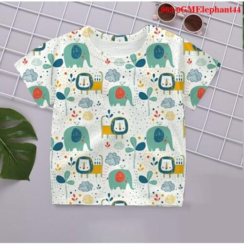 Elephant Fashion 3D Printed T Shirt Summer Style casual animals Children Short Sleeve Boy toddler girl Kids Casual Top Tees