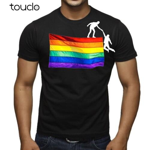 MenS Rainbow Flag Teamwork Black T Shirt Lgbt Ally Gay Pride Equality Tee V231 Unisex Tshirts For Adults