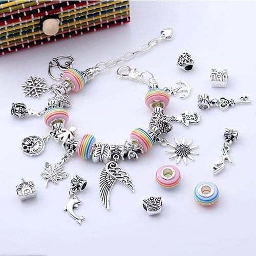 Girls Jewellery Making Kit DIY Handmade Rainbow Cartoon Bracelet Gifts For Children Mixed Pliers Findings Starter Kit Gift Set