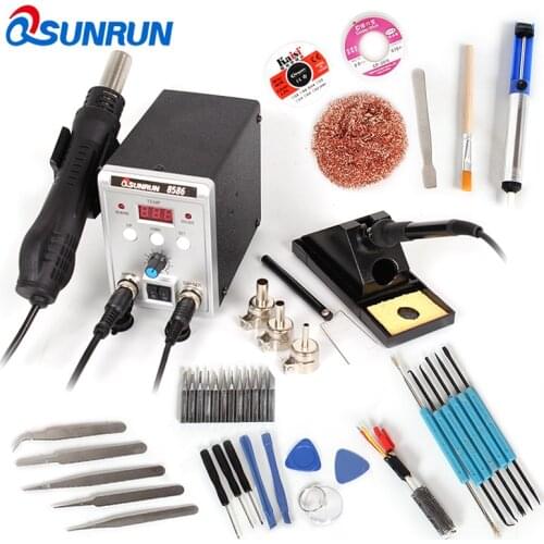 New 8586 2-in-1 SMD Soldering Station Set, Desoldering Station Hot Air Gun Electric Solder Iron Blower Heat Gun with Air nozzle