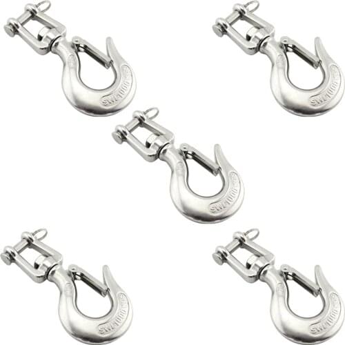 Stainless Marine Jaw Type Swivel Crane Hook with Safety Load Limit of 650Kg Marine Boat Crane Hook 5pcs 5/16 inch