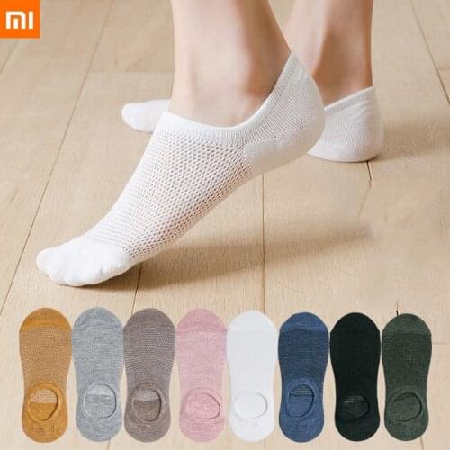 Xiaomi Youpins new 5 pairs of womens shallow mouth invisible socks mesh breathable solid color sweat-absorbent cotton socks