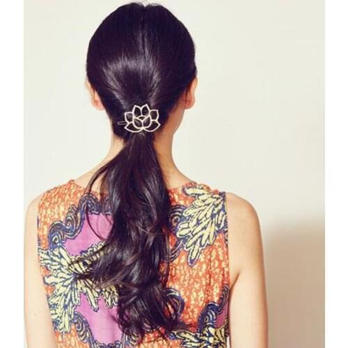 New Lotus Flower Hair Accessories Gold Silver Plated Flower Hair Clips Jewelry Cute Water Lily Bobby Pins Barrettes Hairpin