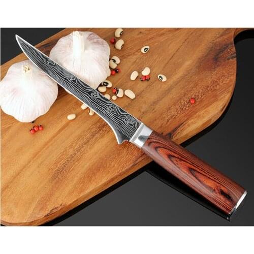 5.5" Boning Knives professional kitchen knives Color wood handle Japanese damascus steel utility knife free shipping