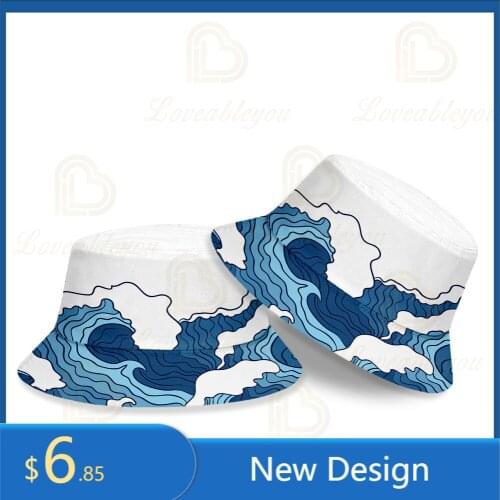 Unisex Original Wave Printing Hat Women Cotton Spring Summer Outdoor Sun Caps Male Fisherman Hat