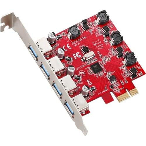 Pci-E to USB 3.0 Expansion Card Independent Power Supply Pcie to 4-Port USB Adapter Card High-Speed Desktop Pcie Card