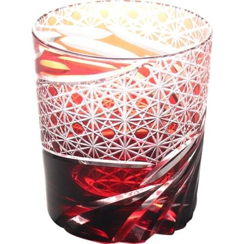 Popular Crystal Carved Glass Red Wine Glass Japanese Kiriko Hand-Carved Water Drinking Whiskey Glass Tumbler