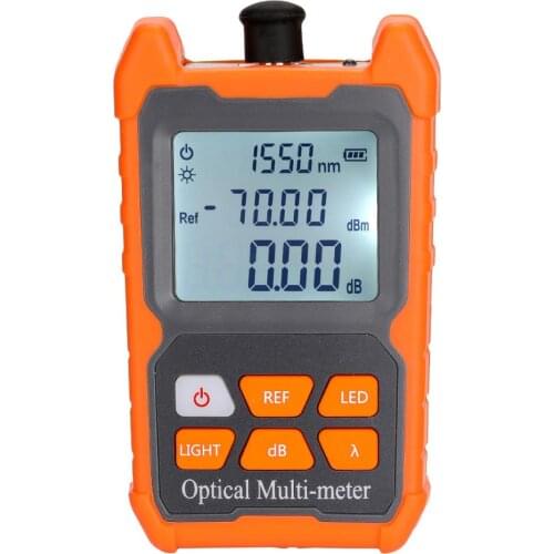 Portable FTTH Fiber Optic Cable Tester Mini Fiber Optical Power Meter 8 Wavelengths with LED Light Network Cable Tester tools