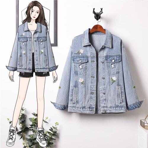 Plus Size Ripped Hole Cropped Jean Jacket 4Xl 5Xl Light Blue Bomber Short Denim Jackets Jaqueta Long Sleeve Casual Jeans Coat