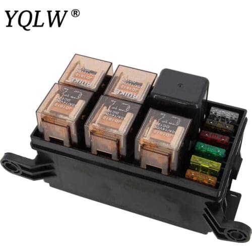 6 ways Auto Relay Fuse box assembly with 1PCS 4P12V 40A+5PCS 4Pin 12V40A relay Auto car insurance tablets fuse mounting fuse box