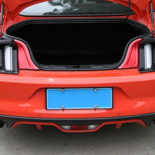 SHINEKA Aluminium Alloy Tail Door Rear Trunk Decorative Cover Trim Sheets Car Styling Acessories Sticker for Ford Mustang 2015