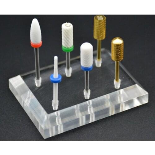 MAOHANG 6holes Clear Color Exhibition Stand Displayer For Professional Nail Drill Bit Mill Cutter Holder Manicure Machine Tools