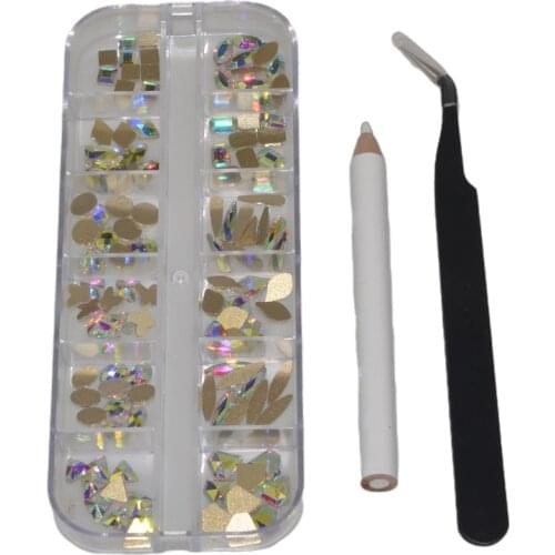 120 Pcs Multi Shapes Glass Crystal AB Rhinestones For Nail Art Shiny Flatback Glass Crystals For Diy Decorations