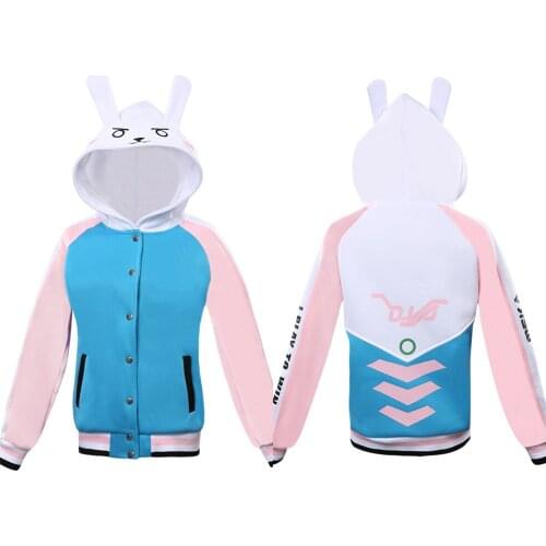 OW DVA Hana Song Hoodie Cosplay Costume Halloween Carnival Costumes