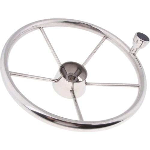Universal 13.5inch Marine Boat Pontoon Steering Wheel 5 Spoke 3/4inch Tapered Shaft