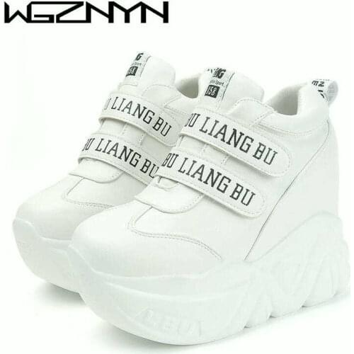 WGZNYN Women Wedge Heel Ankle Boots Women Shoes with Increased Platform Sneakers Sole Girl Fashion Casual Hook&loop Shoes W409