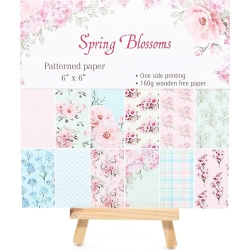 YPP CRAFT 12pcs 6" Single-side Printed Spring Blossoms pattern creative papercraft art paper handmade scrapbooking kit set book