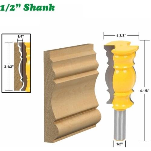1PC 1/2" 12.7MM Shank Milling Cutter Wood Carving Large Line Knife Crown Molding Router Bit Tenon Cutter For Wood Woodworking