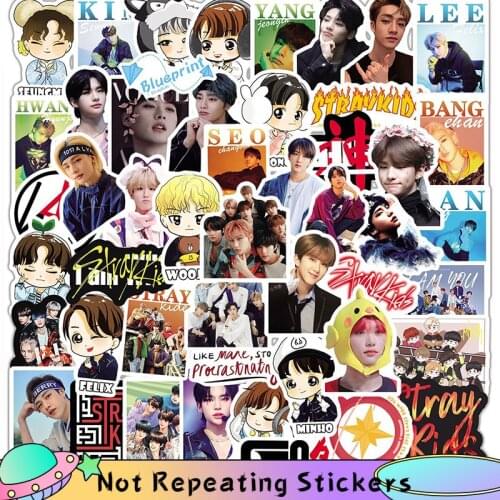 10/50Pcs Korean Stray Kids Kpop Carton Sticker For Skateboard Luggage Notebook Laptop Decals Idols Cute Photos Toy Phone Case