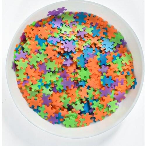 10g/Bag Neon Puzzle Piece Shaped Nail Art Glitter 3-4 mm DIY Solvent Resistant Non-Toxic Polyester Decoration Puzzle Glitter P#5