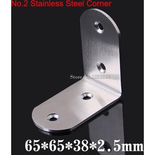 High Quality 10pcs 65*65*38mm stainless steel angle bracket corners L shape 2.5mm thickness frame board support K158