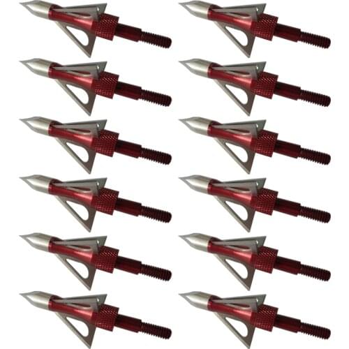 12PCS 100 Grain 3 Fix Blade Red Chase Broadheads Outdoor Hunting Crossbow/Compound Bow Broadhead