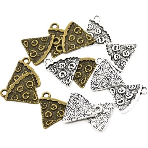 24pcs Food series alloy Craft Pizza Charms Fit DIY handmade Jewelry Bracelet Making 21*19mm