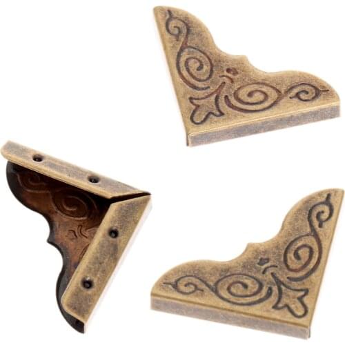 24Pcs Book Metal Corner Protector Album Guard Scrapbook Bracket Antique Brass wine gift Box Iron Bronze 25mm Book protect screws