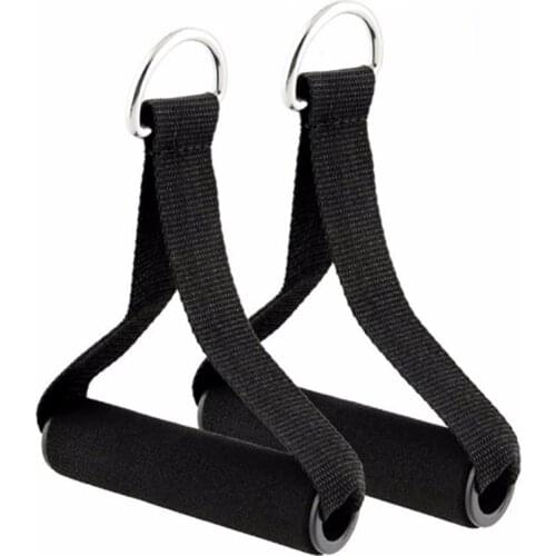 2x Black Tricep Rope Cable Attachment Handle Bar Resistance Gym Training Band