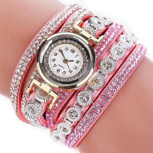 Bracelets Watches Women Luxury Multilayer Leather Band Winding Watch Analog Quartz Wristwatch Lady Rhinestone Jewelry часы женск