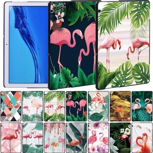 For Huawei MediaPad T5 10 10.1 Inch/MediaPad T3 8.0/T3 10 9.6 Inch - Anti-Fall Slim Hard Shell Flamingo Back Tablet Cover Case