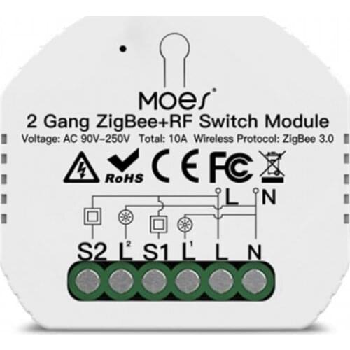 Tuya ZigBee Dual Relay Module 2Way Power 2Gang Switch Metering Control Timing Switch Wifi DIY Switch Work With Alexa Goole Home