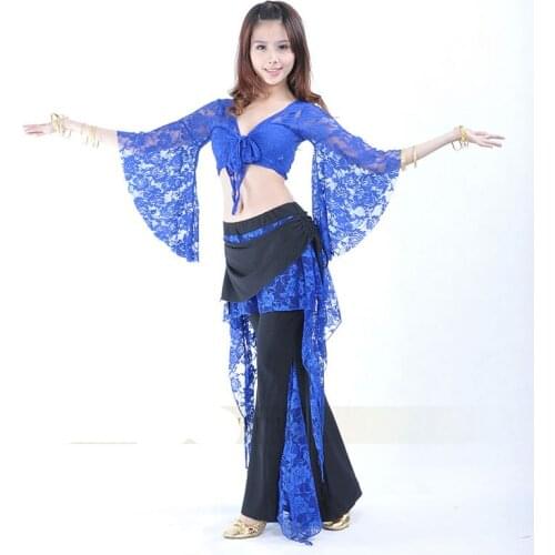 Hot Indian Dance Belly Dance 2 Pcs Costume Lace Top & Pants Siut 11 Colors