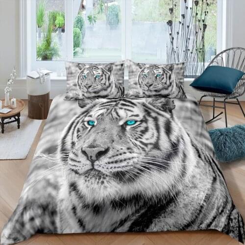 Home Living Luxury 3D Tiger Bedding Set Comfortable Duvet Cover Set Pillowcase Kids Bedding Set Queen and King EU/US/AU/UK Size