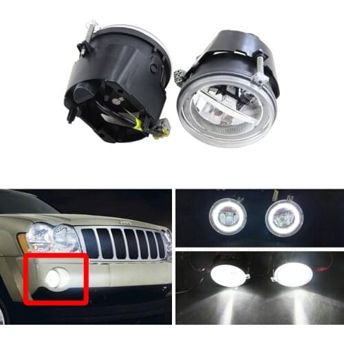 White Guide DRL Halo Rings Led Driving Fog Light Assembly Kit For Jeep Grand Cherokee Commander For Dodge Dakota For Chrysler