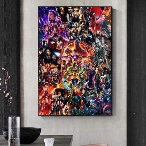 Marvel Avengers Classic Movie Propaganda Poster Captain America Iron Man Thor Canvas Painting Modern Home Decoration Living Room