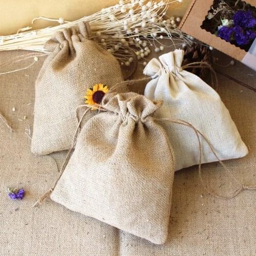 Burlap Drawstring Pouches Wedding Gift Bags Jewelry Candy Pouch Bags Gift Packaging, Presents, Snacks & Jewelry 50pcs/lot