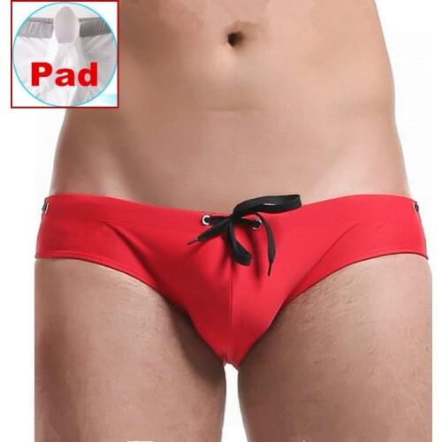 Push Up Mens Swim Briefs Sexy Gay Men Swimwear Swimming Trunks Frontal Enlarge Penis Man Bikini Swimsuit Beach wear Bathing Suit