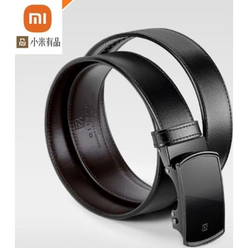 Best quality xiaomi youpin Italian leather automatic buckle belt fashion 120cm long mens aluminum buckle best gift