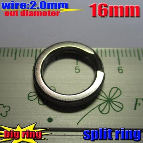 2015new biggest split rings super pull size:2.0mm oudside diameter 16MM test 137kg quantity:10pcs/lot