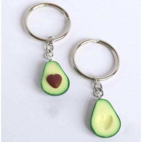 2021 New Simulation Fruit Avocado Heart-shaped Keychain Fashion Jewelry Keyrings Best Friend S BFF