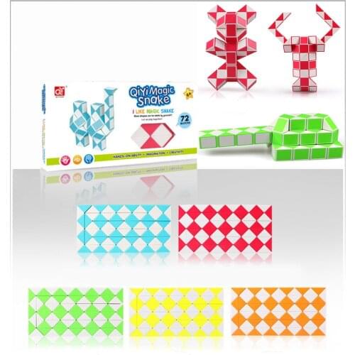 QiYi 72 Blocks Snake Magic Cube Blocks Snake Twist Puzzle 72 Blocks Magic Ruler Christmas Gifts For Kids