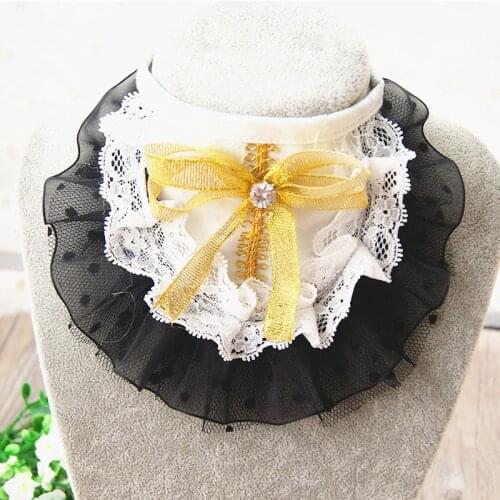 Adjustable Pet black lace Neckerchief Scarf Cat Dog princess Bibs Scarf Collar Handmade Saliva Towel for Small Medium Pets