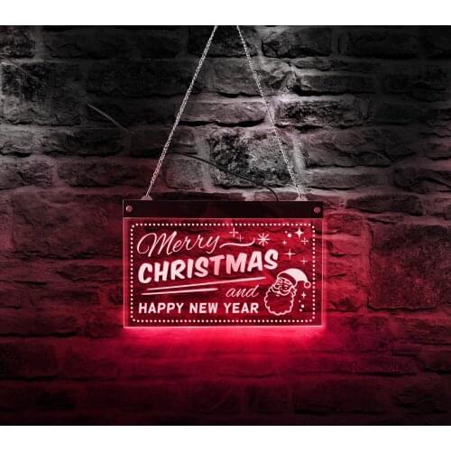 Merry Christmas And Happy New Year LED Neon Display Sign Board Home Decoration Multi-color LED Lighting Housewarming Party Gift