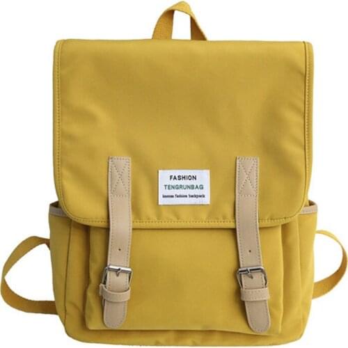 Khamezoa backpacks casual womens new 2021 independent stand tide girls college wind backpacks yellow black lady street bags