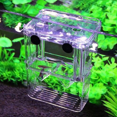 S/L Size Double Guppies Transparent Fish Breeding Box Aquarium Breeder Box Hatching Incubator Acrylic