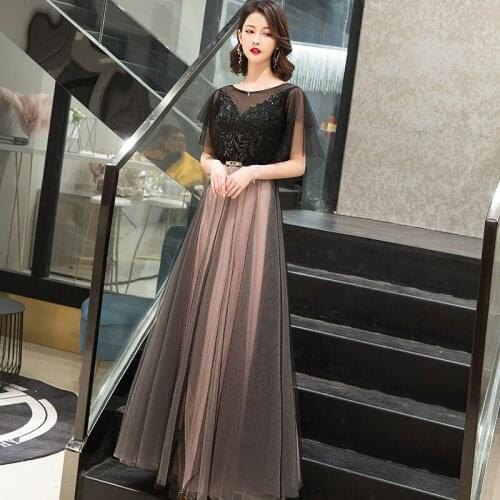 Sexy Sequins Embroidery Zipper Chiffon Evening Dress Wedding Formal Party Gown Robe De Soiree Vestido De Noche Cheongsam