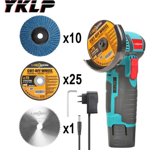 Elektrische Winkel Grinder Maschine 12V Lithium-Ionen Schleifen Maschine Mini Cutter With Saw Bladeand Two 1/2 Lithium Battery